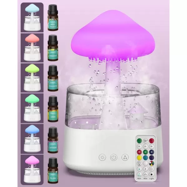 imageRain Cloud Humidifier Water Drip 2 in 1 Humidifier with Essential Oil Diffuser450ml Cloud Humidifier Rain DropMushroom Humidifier with 7 Colors for Sleeping Relaxing