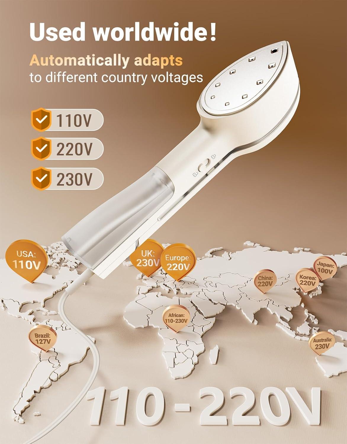 imageJack  Rose Travel Steamer Press Iron110220v Dual Voltage61 Fabric SettingsNo Ironing Board Required Wrinkle ReductionPortable Travel Size Steamerfor Global  Europe Traveling