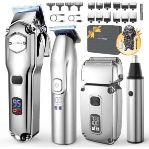 imageJack  Rose Hair Clippers Set for Men Professional Cordless Hair Trimmer Barber kit 4 in 1LED Display for Nose Body Bald Head