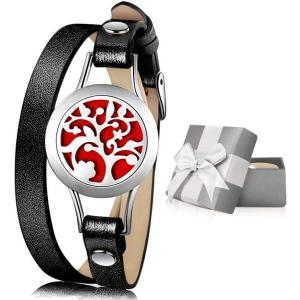 imageJack ampamp Rose for Women Essential Oil Diffuser Bracelet Tree of Life Jewelry Aromatherapy Bracelets Leather Band with 8 Color Felt Pads Gifts for Daughter Girl Mom Sister