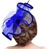 imageFascinator Hat Mesh Kentucky Derby Tea Party Headwear Hair Clip for Women Royal Blue