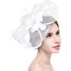 imageFascinator Hat Mesh Kentucky Derby Tea Party Headwear Wedding Hat Hat Cocktail Tea Party Headwear with Veil for Girls and Women White