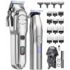 imageJack ampamp Rose Clippers and Trimmers Set Cordless Hair Clippers for Men Barber Clippers SetSilvery
