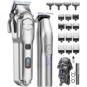 imageJack ampamp Rose Clippers and Trimmers Set Cordless Hair Clippers for Men Barber Clippers SetSilvery