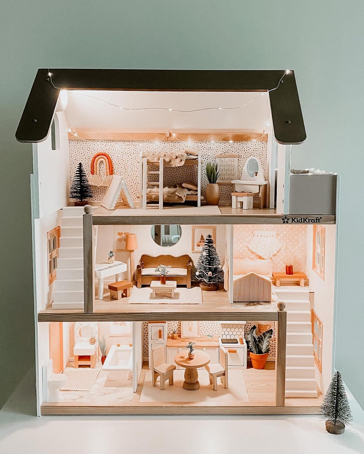 KidKraft Chelsea Doll Cottage Wooden Dollhouse with 16 Accessories Working Shutters for 5Inch DollsMulti