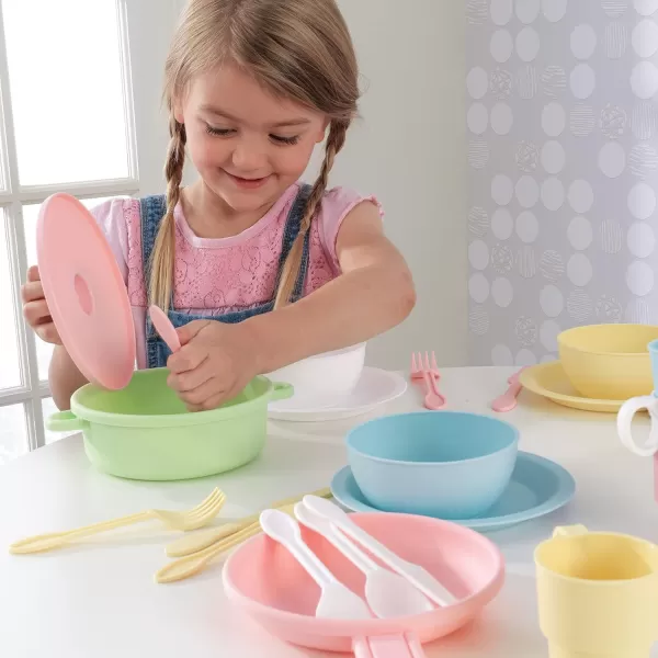 KidKraft 27Piece Pastel Cookware Set Plastic Dishes and Utensils for Play Kitchens Gift for Ages 18 mo