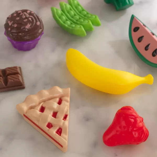 KidKraft 30Piece Plastic Play Food Set Fruits Veggies Sweets and More Use with Play Kitchens Gift for Ages 3