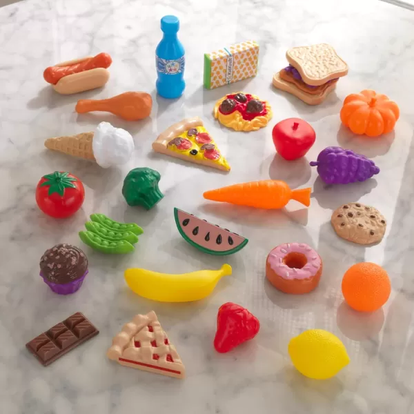 KidKraft 30Piece Plastic Play Food Set Fruits Veggies Sweets and More Use with Play Kitchens Gift for Ages 3