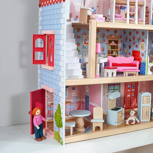 KidKraft Chelsea Doll Cottage Wooden Dollhouse with 16 Accessories Working Shutters for 5Inch DollsMulti