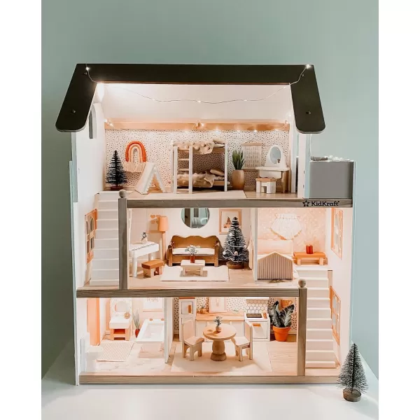 KidKraft Chelsea Doll Cottage Wooden Dollhouse with 16 Accessories Working Shutters for 5Inch DollsMulti