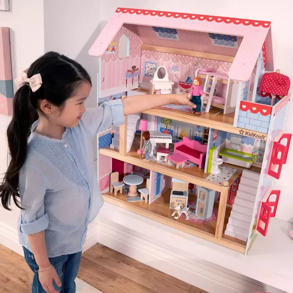 KidKraft Chelsea Doll Cottage Wooden Dollhouse with 16 Accessories Working Shutters for 5Inch DollsMulti