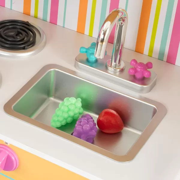 KidKraft Deluxe Big and Bright Wooden Play Kitchen with Play Phone Click ampamp Turn Knobs and Neon Colors Gift for Ages 3 4075quot x 2675quot x 3625quot