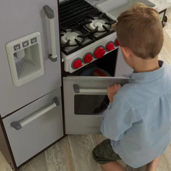 KidKraft Uptown Elite White Play Kitchen with EZ Kraft Assembly  and 3 Play Accessories Gift for Ages 3Espresso