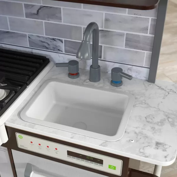 KidKraft Uptown Elite White Play Kitchen with EZ Kraft Assembly  and 3 Play Accessories Gift for Ages 3Espresso