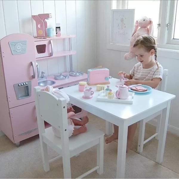 KidKraft Wooden Toaster Playset with 8 Pieces and Working Handle Play Kitchen Toy  PastelPastel