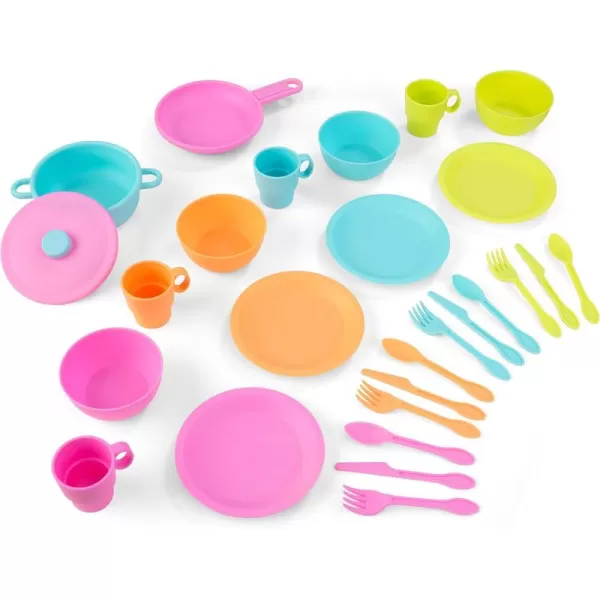 KidKraft 27Piece Bright Cookware Set Plastic Dishes and Utensils for Play Kitchens