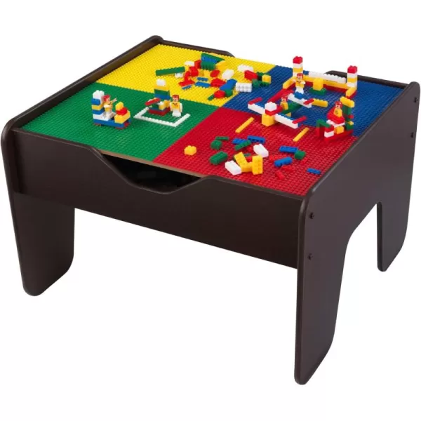 KidKraft 2in1 Reversible Top Activity Table with 200 Building Bricks and 30Piece Wooden Train Set Espresso Gift for Ages 3Espresso