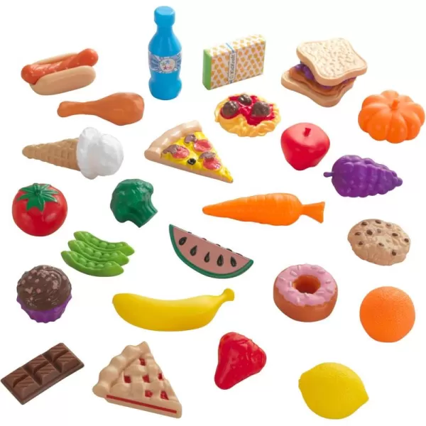 KidKraft 30Piece Plastic Play Food Set Fruits Veggies Sweets and More Use with Play Kitchens Gift for Ages 3