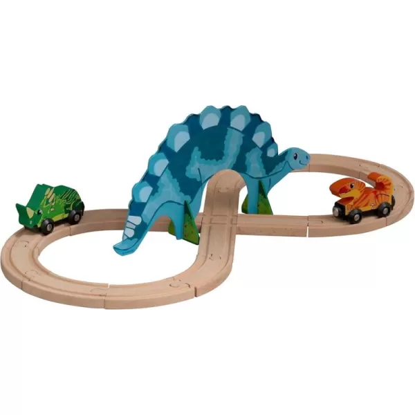 KidKraft Adventure Tracks Dino World Volcano Escape 32pc Wooden Train Track and Vehicle Play Set Gift for Ages 3Multicolor