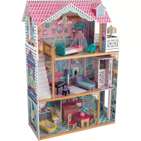 KidKraft Annabelle Wooden Dollhouse with Elevator Balcony and 17 Accessories Gift for Ages 3Multi