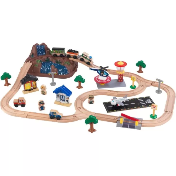 KidKraft Bucket Top Mountain Train Set with 61 Pieces Magnetic Train Wooden Tracks and Storage Gift for Ages 3Multicolor