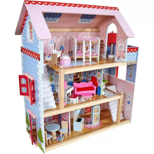 KidKraft Chelsea Doll Cottage Wooden Dollhouse with 16 Accessories Working Shutters for 5Inch DollsMulti