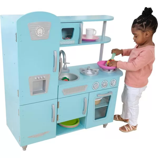 KidKraft Vintage Wooden Play Kitchen with Pretend Ice Maker and Play Phone PinkBlue