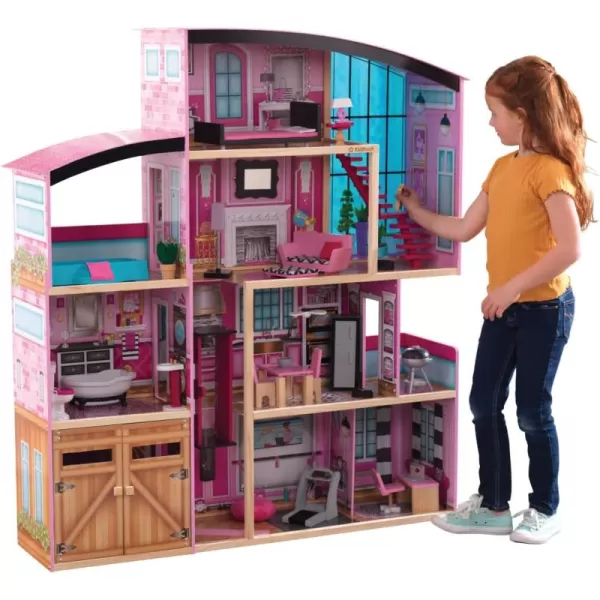 KidKraft Wooden Dollhouse Shimmer Mansion for 12quot DollsPink