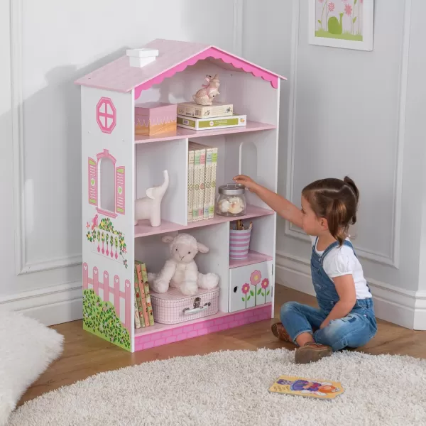 imageKidKraft Dollhouse Cottage Bookcase Wooden Childrens Furniture with Shelves and Hidden Storage Gift for Ages 3