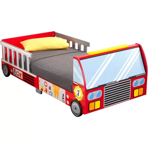 imageKidKraft Fire Truck Wooden Toddler Bed with Guard Rails Childrens Furniture  Red Gift for Ages 15 moRed