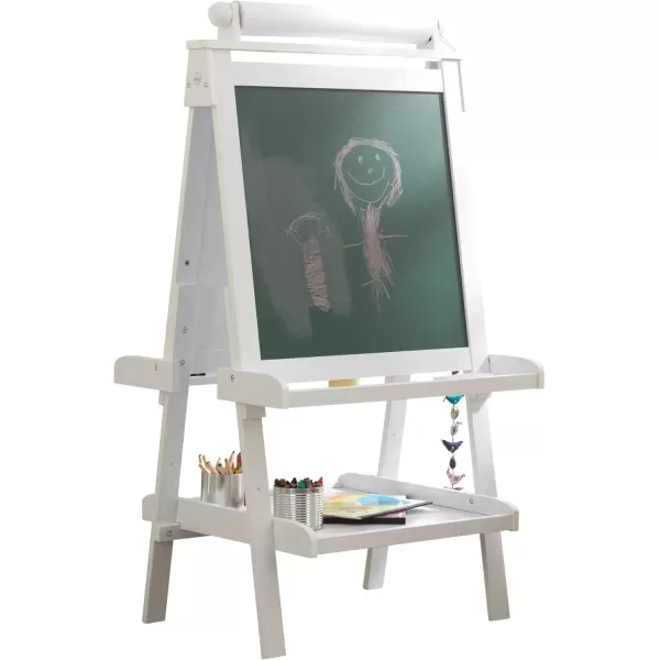 imageKidKraft Deluxe Wooden Easel with Chalkboard and Dry Erase Surfaces Paper Roll and Paint Cups  White Gift for Ages 3