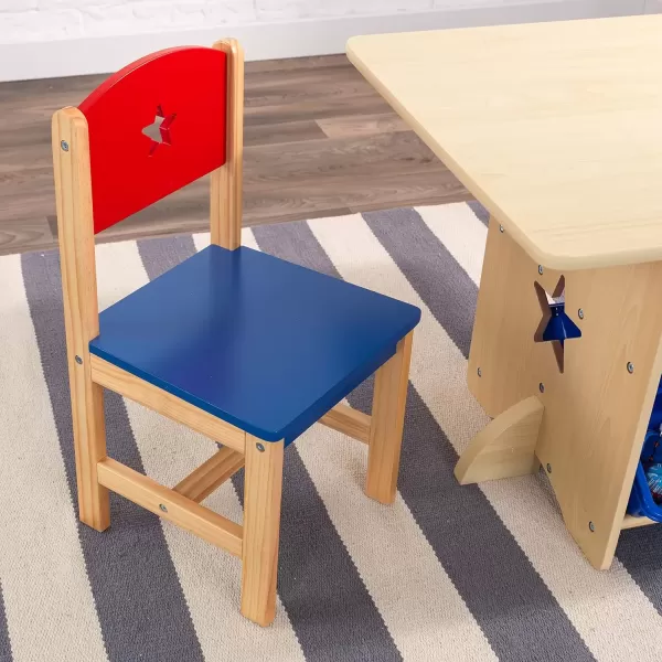 imageKidKraft Wooden Star Table ampamp Chair Set with 4 Storage Bins Childrens Furniture  Red Blue ampamp NaturalKids Table  Chair Sets