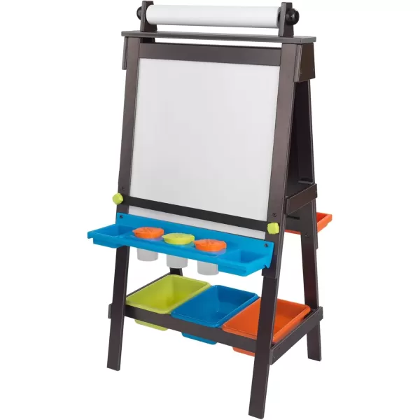 imageKidKraft Wooden Storage Easel with Dry Erase and Chalkboard Surfaces Childrens Art Furniture  Espresso Gift for Ages 3Easel