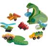 imageKidKraft Adventure Tracks Dino World Prehistoric Pals Pack Wooden Train Track 13pc Vehicle Set Gift for Ages 3Green