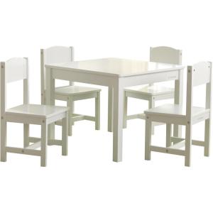 imageKidKraft Wooden Farmhouse Table ampamp 4 Chair Set Childrens Furniture for Arts and Activity Espresso Gift for Ages 38White