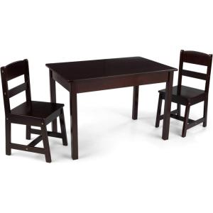 imageKidKraft Wooden Rectangular Table ampamp 2 Chair Set for Kids  Espresso Gift for Ages 58
