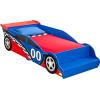 imageKidKraft Wooden Racecar Toddler Bed with Builtin Bench ampamp Bed Rails  Red ampamp Blue