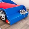 imageKidKraft Wooden Racecar Toddler Bed with Builtin Bench ampamp Bed Rails  Red ampamp Blue