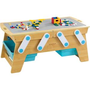 imageKidKraft Building Bricks Play N Store Wooden Table Childrens Toy Storage with Bins 200 Building Blocks Included Natural Gift for Ages 3