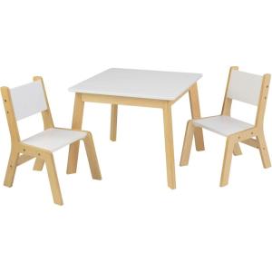 imageKidKraft Wooden Modern Table ampamp 2 Chair Set Childrens Furniture White ampamp Natural Gift for Ages 38