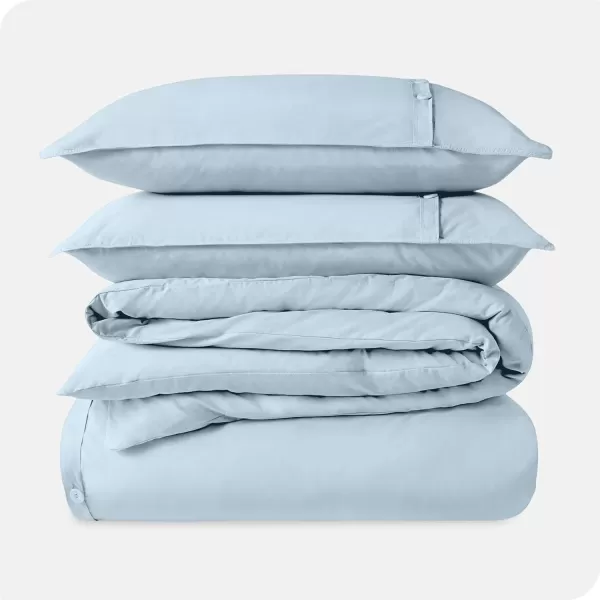 Bare Home 100 Organic Cotton FullQueen Duvet Cover Set  Crisp Percale Weave  Lightweight ampamp Breathable  Cooling Duvet Cover Set FullQueen White08  Winter Blue