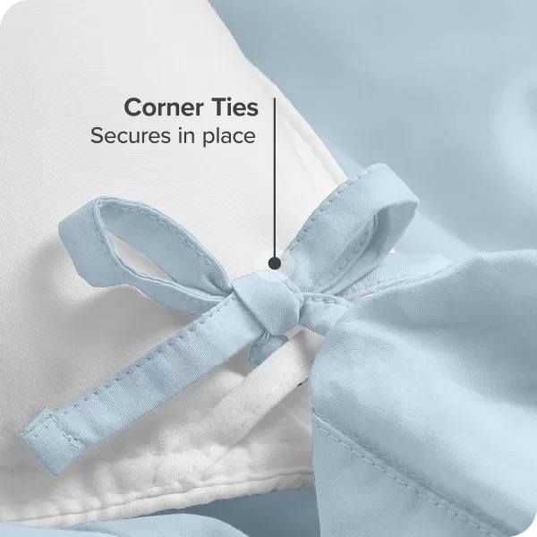 Bare Home 100 Organic Cotton FullQueen Duvet Cover Set  Crisp Percale Weave  Lightweight ampamp Breathable  Cooling Duvet Cover Set FullQueen White08  Winter Blue