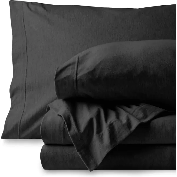 Bare Home 100 Organic Cotton Jersey Sheet Set Ultra Soft 100 Cotton  Sheet Set ampamp Pillowcases  Deep Pocket Bed Sheets Queen GreyBlack