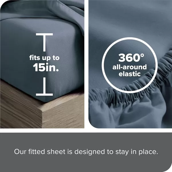 Bare Home 100 Organic Cotton King Sheet Set  Casual ampamp Relaxed Twill Weave  Comfortable ampamp Breathable  Bedding Sheets ampamp Pillowcases King Bering Sea