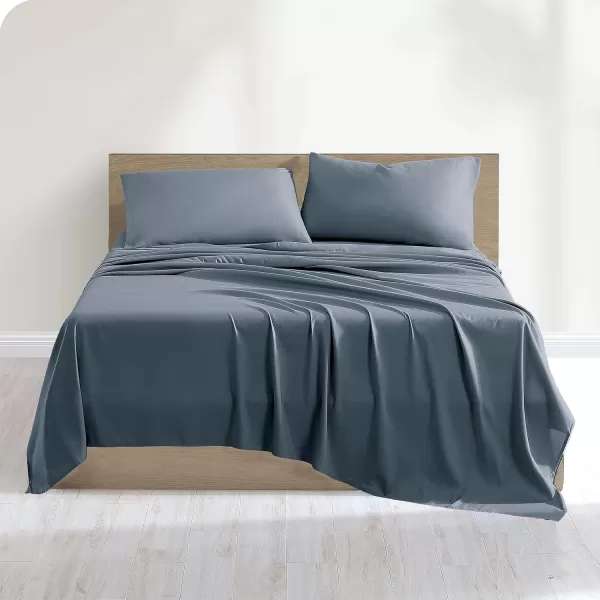 Bare Home 100 Organic Cotton King Sheet Set  Casual ampamp Relaxed Twill Weave  Comfortable ampamp Breathable  Bedding Sheets ampamp Pillowcases King Bering Sea