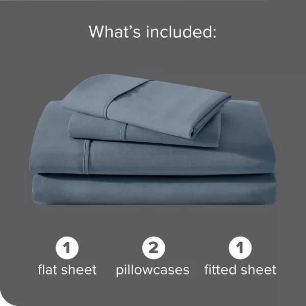 Bare Home 100 Organic Cotton King Sheet Set  Casual ampamp Relaxed Twill Weave  Comfortable ampamp Breathable  Bedding Sheets ampamp Pillowcases King Bering Sea
