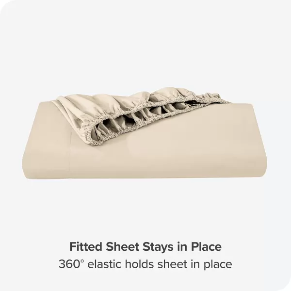 Bare Home 100 Organic Cotton Queen Fitted Bottom Sheet  Crisp Percale Weave  Lightweight ampamp Breathable  Deep Pocket Fitted Sheet Queen Grey04  French Beige