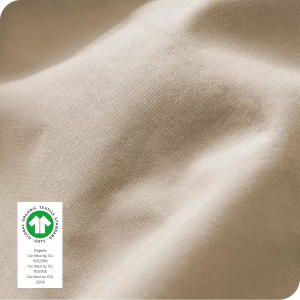 Bare Home 100 Organic Cotton Queen Fitted Bottom Sheet  Crisp Percale Weave  Lightweight ampamp Breathable  Deep Pocket Fitted Sheet Queen Grey04  French Beige