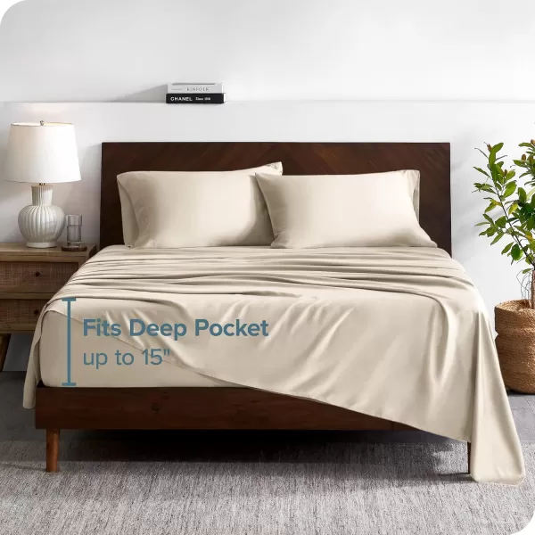 Bare Home 100 Rayon Made from Bamboo Queen Sheet Set  4 Piece Bedding Set  Deep Pockets  Breathable  Easy Fit  Bedding Sheets ampamp Pillowcases Queen Light Pink07  Sand
