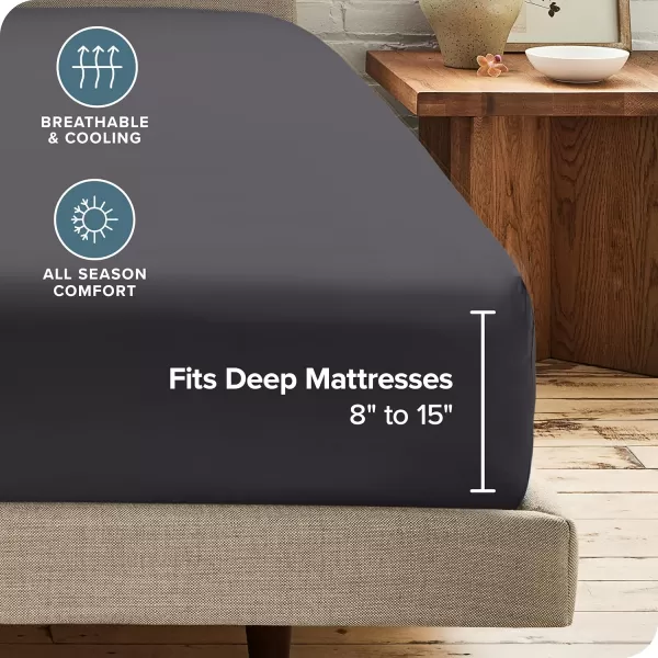 Bare Home 2Pack Fitted Bottom Sheets Twin  Premium 1800 UltraSoft Wrinkle Resistant Microfiber  Deep Pocket Twin WhiteForged Iron Grey